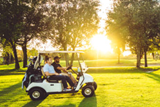 men testing and thinking about how to choose the right golf cart rental on Sullivan’s Island
