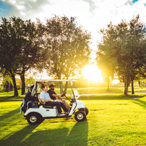 men testing and thinking about how to choose the right golf cart rental on Sullivan’s Island